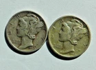 1942 & 1944 Mercury Dimes 90% Silver United States Mint Coins Lot of 2