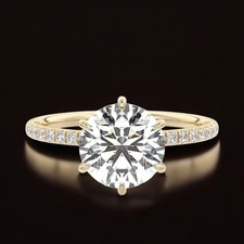 Yellow Gold Setting Ring For Women 14k Semi Mount Diamond Round Cut 0.35 Carat