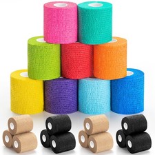 9-Pack Self Adhesive Bandage Wrap - 2 x 5 Yards Elastic Cohesive Tape