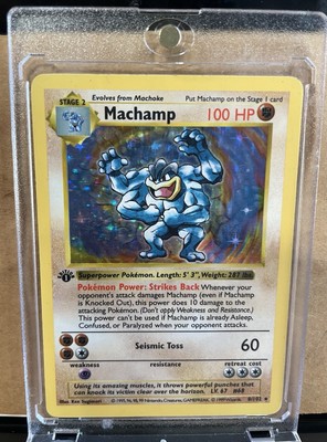 Pokemon Machamp 1st Edition Base Set Shadowless Holo Rare 8/102
