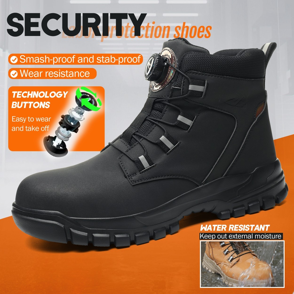 Mens Waterproof Work Boots Steel Toe shoes Safety Shoes Indestructible Non Slip