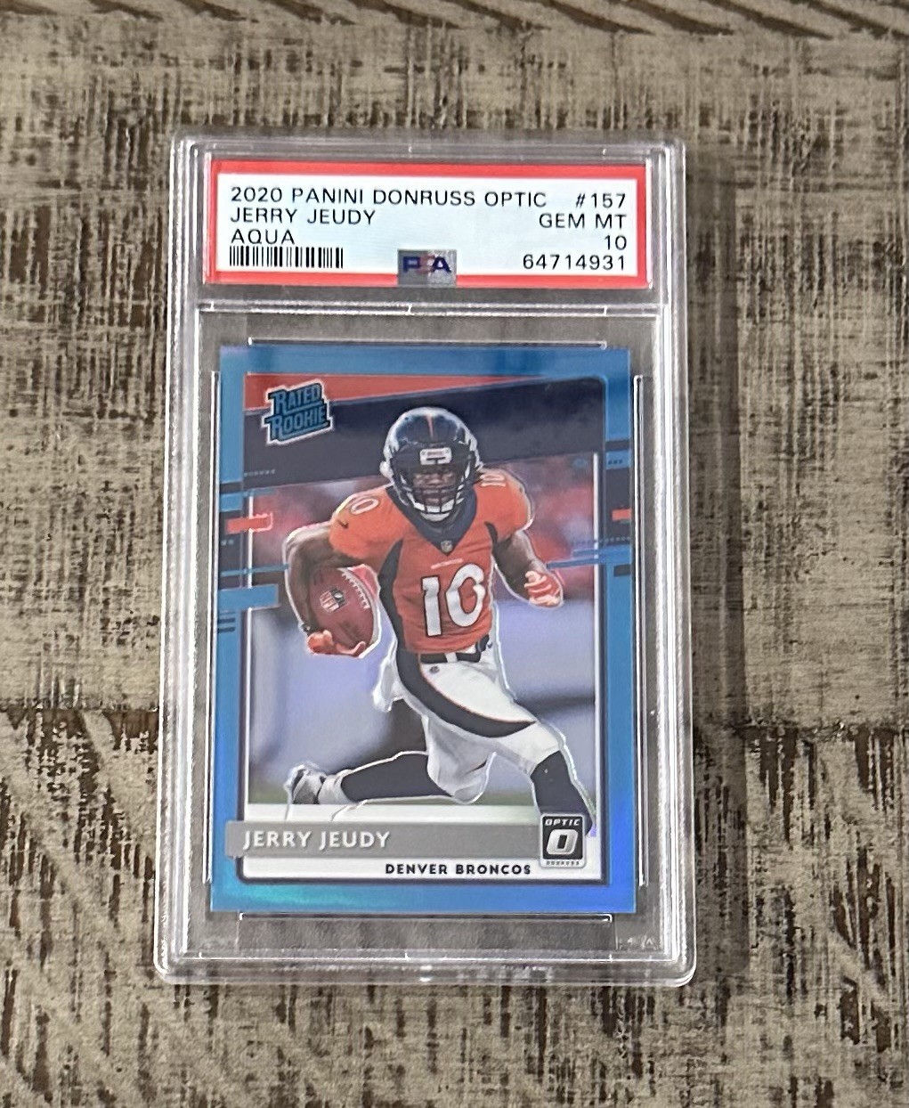 2020 Donruss Optic Rated Rookie Jerry Jeudy Aqua Prizm #100/299 PSA 10 GEM MINT