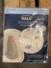HALO SleepSack Swaddle TOG 1.5 Cotton 0-3 Months Safari Jungle Animals