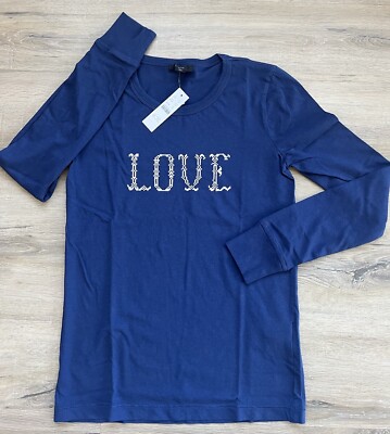 J. Crew Women's Chain Stitch ''Love'' LS Graphic Tee in Navy