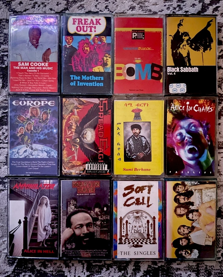 12 Cassettes Assorted Sam Cooke Black Sabbath Alice In Chains Funkadelic  - Image 2 of 4