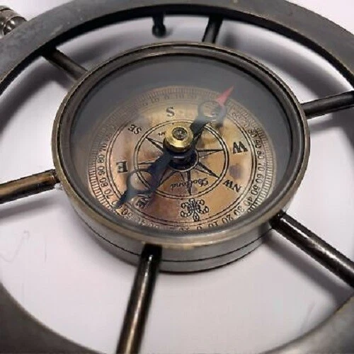  Reloj de arena púrpura náutico vintage artesanal brillante brújula temporizador Foto 3 de 4