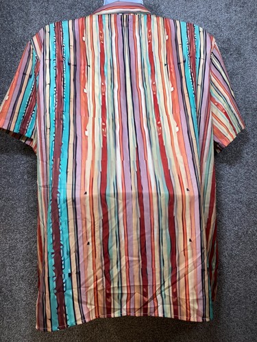 Ouku Men's 2XL Button Up Shirt Chest Pocket Striped Polyester Camp Lightweight - Picture 6 of 10
