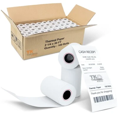 TK Thermal King, 2 1/4" x 50' Thermal Paper Compatable with Ingenico 100 Rolls