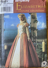 Simplicity 8881 Elizabethan Queen Gown DRESS Costume sewing pattern 14-20 UNCUT