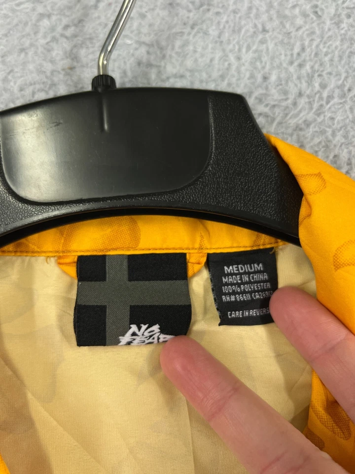 VINTAGE No Fear Shirt Mens Medium Yellow Brown Floral Hawaiian Button Up Poly - Image 3 of 4