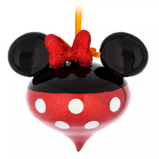 Disney Minnie Mouse Large Blown Glass Christmas Ornament New in Box
