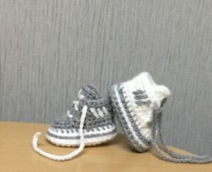 HANDMADE CROCHET BABY SHOES TRAINERS FIRST BOOTIES WOOL  BOOTS SLIPPERS UNISEX 