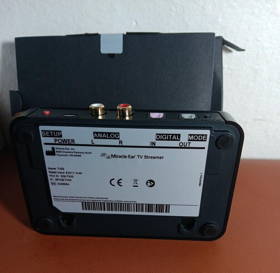 MIRACLE EAR DOLBY DIGITAL TV STREAMER TV03 FOR MIRACLE EAR WIRELESS
