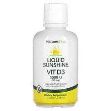 2 X NaturesPlus, Liquid Sunshine, Vitamin D3, Tropical Citrus, 125 mcg (5000 IU