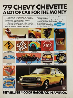 1979 Chevy Chevette Print Ad '' Lot of Car for the Money'' Yellow