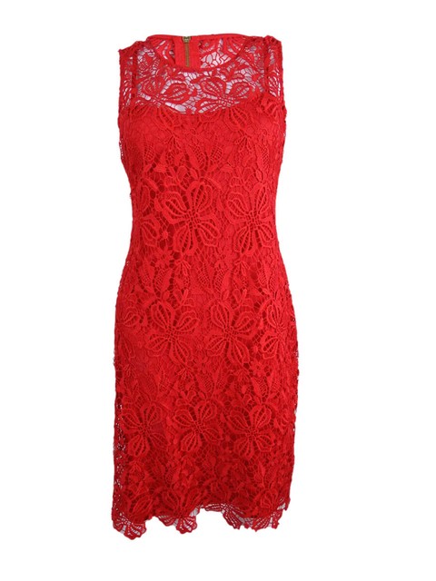 calvin klein red lace dress