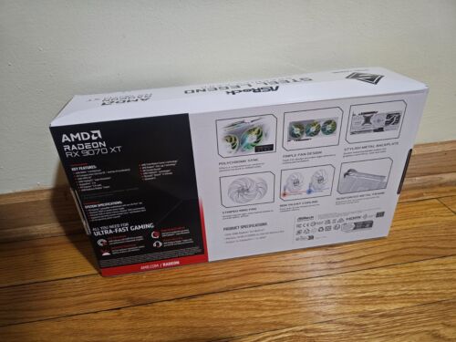 AMD Radeon RX 9070 XT ASRock Steel Legend 16GB GDDR6 Graphics Card White/Gray - Picture 3 of 4