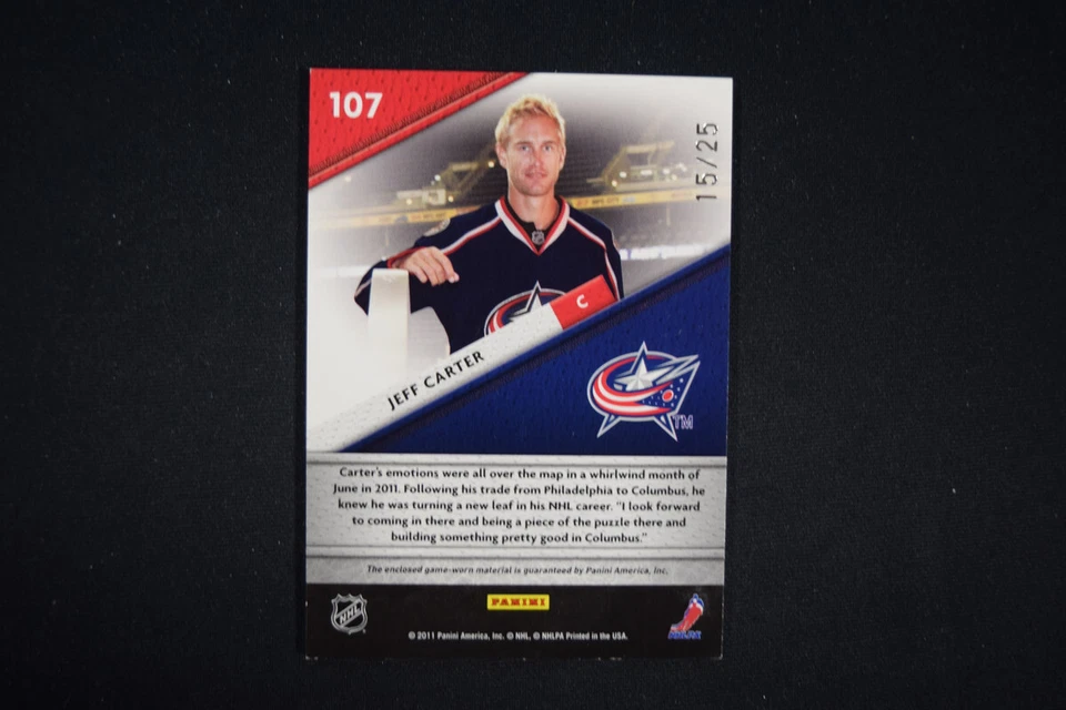 Jeff Carter 2011-12 Certified Fabric of the Game Jersey Number Materials /25 - Image 2 of 2