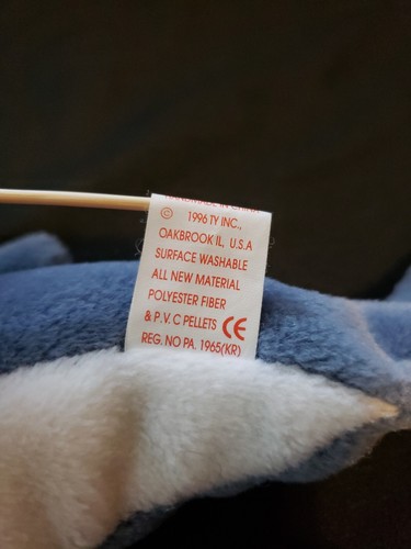 Ty Beanie Baby Crunch The Shark, 4th Gen Hang Tag, 3rd Gen Tush Tag, ERROR, PVC - Imagen 6 de 6