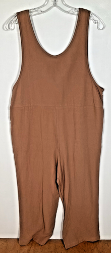 Anself Jumpsuit Overalls Women Small Taupe Cotton Lightweight Crinkle - NEW - Picture 7 of 14