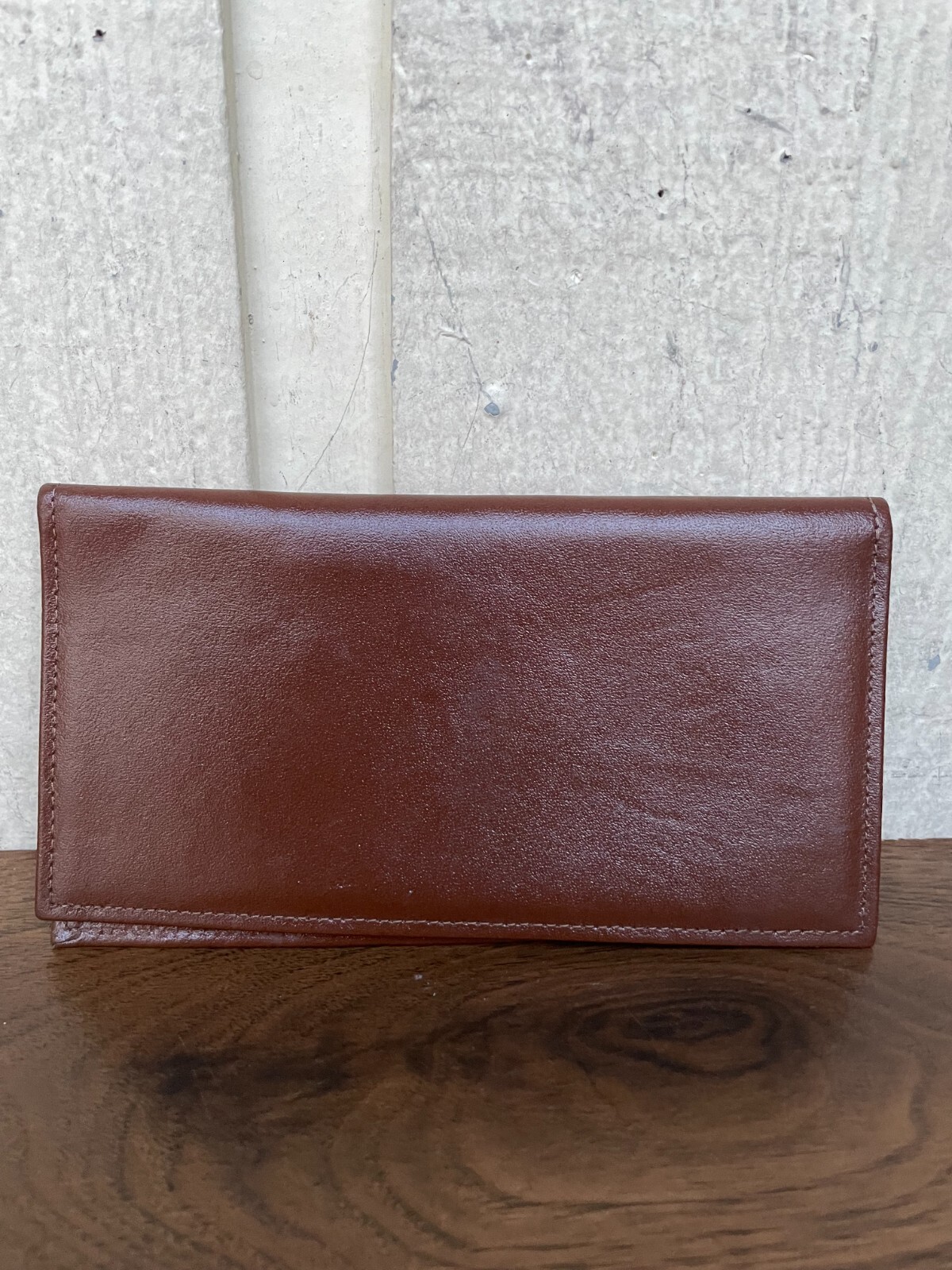 Handmade Leather checkbook wallet with ID window and Pen Slot. Brown eBay