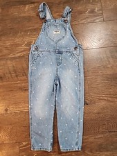 OshKosh B'gosh Denim Overalls Size 4T Heart Print EUC