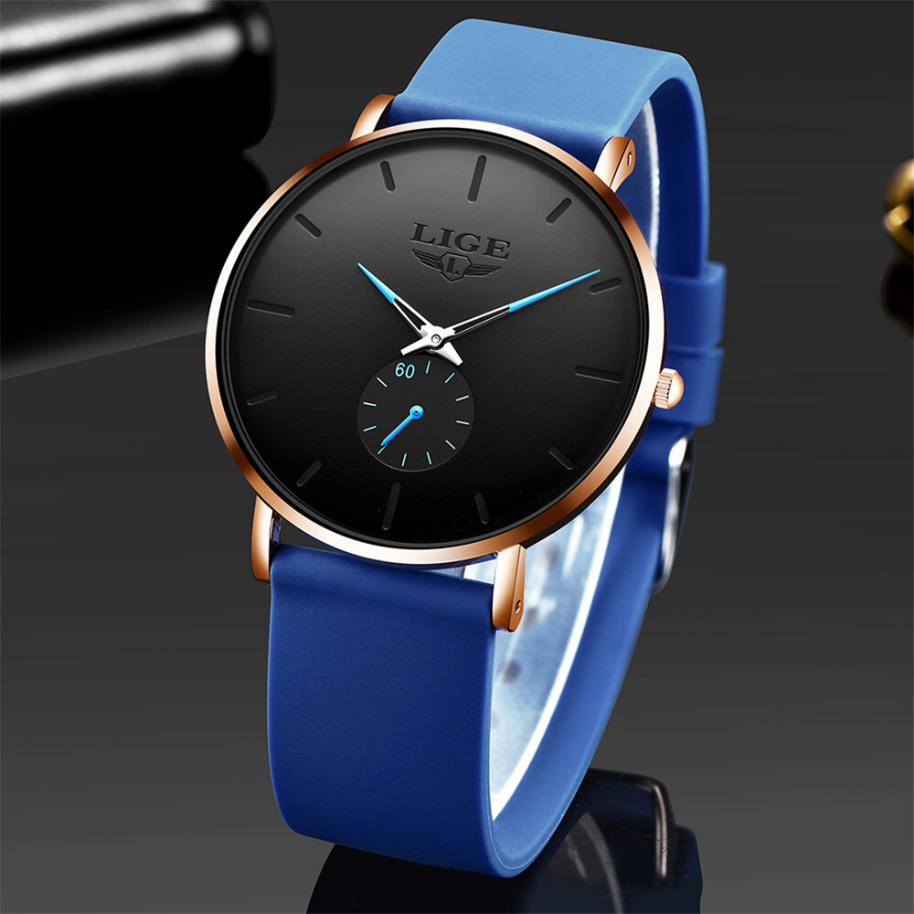 Lige Orologi Uomo Per Lo Sport LIGE Men Silicone Watch Ultra Thin