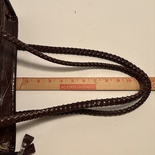 Vintage Woven Straw Shoulder Bag Purse W/ 3 Flowers Braided Handles - Picture 18 of 18