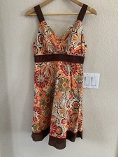 Speechless Brown Orange Lined Dress Size 9