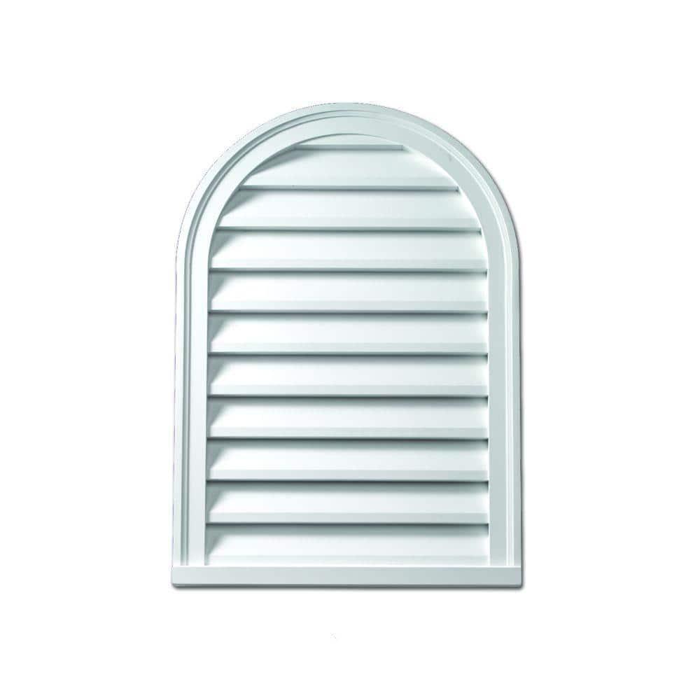 22 in. x 32 in. Round Top White Polyurethane Weather Resistant Gable Louver Vent 22 in. x 32 in. Round Top White Polyurethane Weather Resistant Gable Louver Vent
