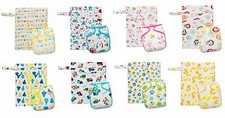 KAWAII BABY ONE SIZE BAMBOO CHARCOAL CLOTH DIAPER  2 INSERTS  WETBAG GIFT SET