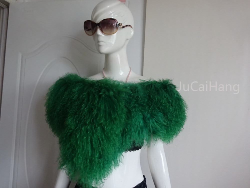 Women's Mongolian Sheep Fur Scarf Long Fur Collar Wool Fur Shawl  -Customize