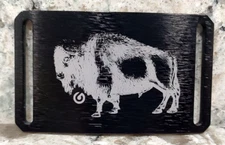 GRIP6 BELT BUCKLE - BISON / AMERICAN BUFFALO - ANODIZED BLACK - 1.5 INCH WIDE