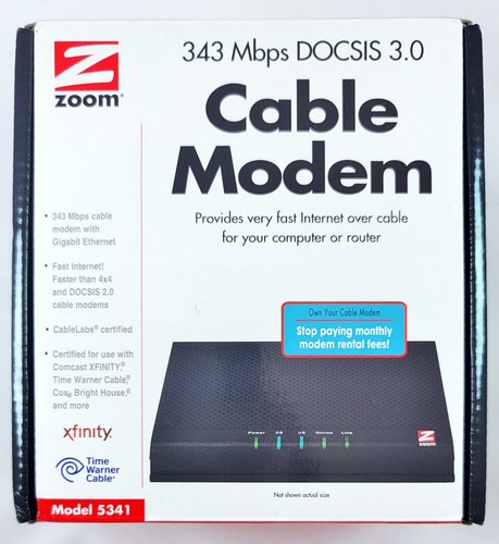 Zoom 5341 DOCSIS 3.0 343 Mbps Cable Modem Spectrum Xfinity ALL - Open Box - 第 1/8 張圖片