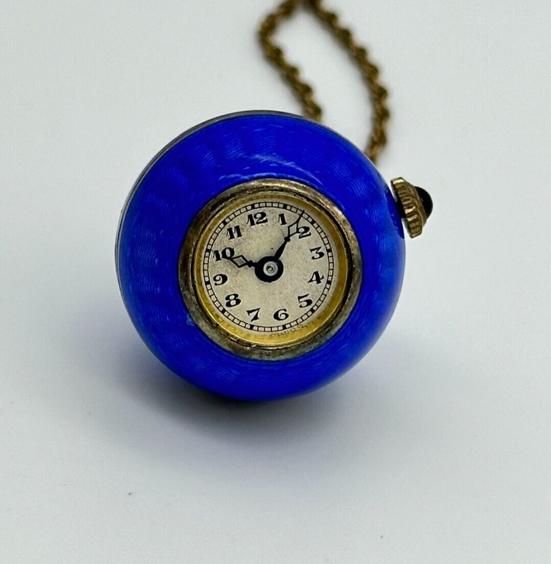 Vintage Argent Dore Sterling Silver, Blue Guilloche Enamel Pendant Watch (PARTS) eBay