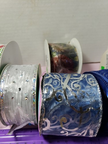Lot Of 8 Spools Vintage Ribbons Some Have Been Used Christmas Crafting Wreaths - Picture 24 of 24