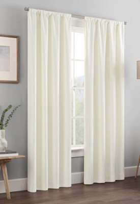 Eclipse Kendall Blackout Curtain Panel Ivory 42'' x 95'' NEW Set Of Two Panels.