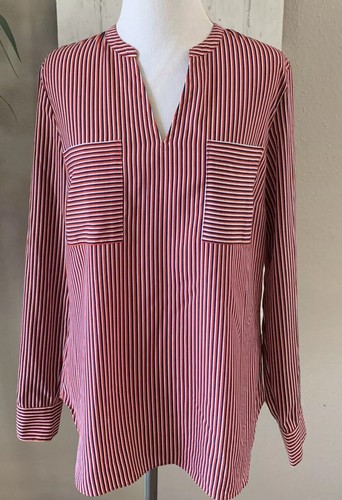 CAbi Damen V-Ausschnitt Franklin Top Bluse Gr. Small rot weiß blau gestreift - Bild 1 von 11