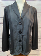 CHICOS Two-Tone Black Blazer 2 Large Three Button Jacket Business Office Chic