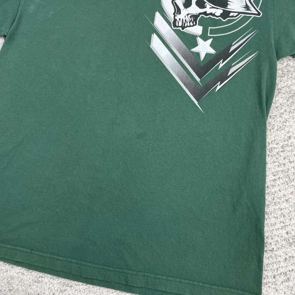 Camisa masculina mulisha metal vintage grande logotipo caveira manga curta gola redonda verde Y2K - Imagem 3 de 4