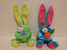 VTG Stuffins Lumpy's Gang Bean Bag Bunny Rabbit Lot of 2 ~ Blue Carrot Green Egg