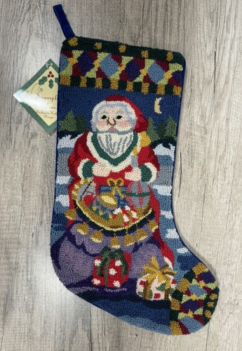 VTG 2002 Jabara Wool Needlepoint Christmas Stocking Santa Sugarplum Lane Y2K - Picture 9 of 13
