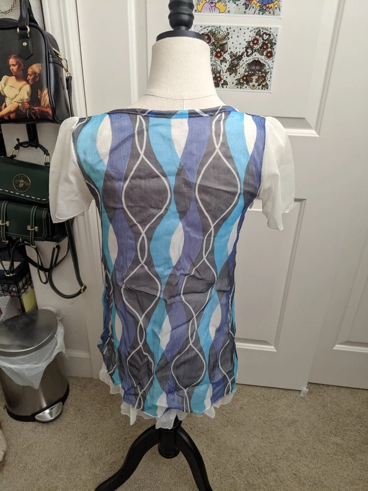 Top Disfraz Baile Usado Azul y Blanco - Talla Mediana Foto 3 de 3