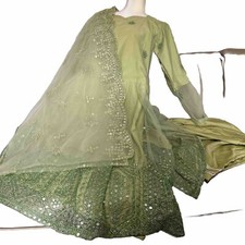Indian Pakistani Suit: Heavy Work: salwar kameez Ready Made: Organza:size 44