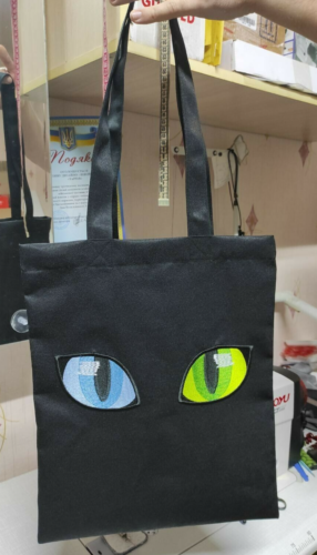 Shopper Bags. cat's eyes. Handbag. Womens Shoulder Bag. embroidered bag. - 第 1/2 張圖片