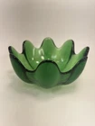 Vintage Blenko Emerald/Olive Green Glass Lotus Bowl Dish, Mid Century Style