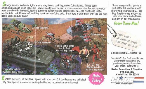 1991 GI Joe SECRET OF DARK LAGOON inserto Whale Cobra Sea Ray posta via JTC P932 - Foto 2 di 3