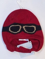 NWT Gymboree Baby Helicopter 3-6 Months Red Goggles Sweater Hat w/ Chin Strap