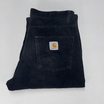 CARHARTT WIP Newel Pant Mens W34 L30 Black Loose Taper Corduroy Cotton Blend