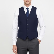Classic Navy Blue Suit Vest Men's Size M Formal Business Wear
